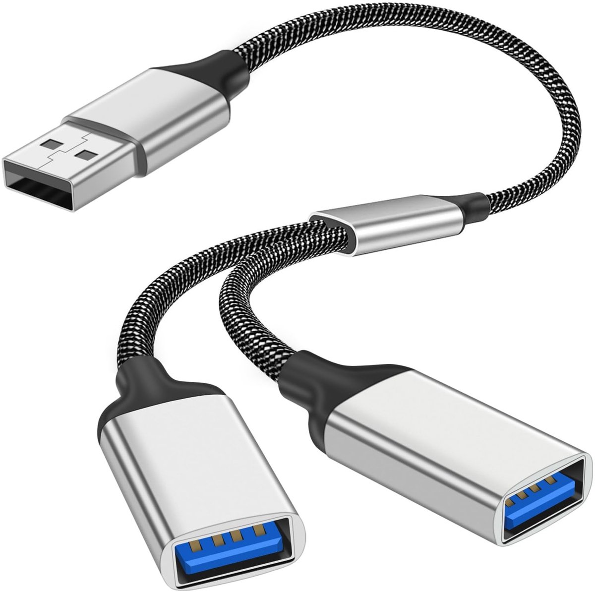 Dailygoody - USB-splitterkabel - dubbele USB-poortverlenger - ideaal voor opladen en gegevensoverdracht - compact formaat - geschikt voor laptop, Mac,...