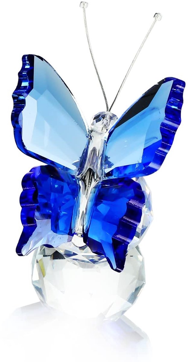 Dailygoody - Kristallen Vliegende Vlinder - Ornament - Uniek Decoratief Item - Blauw - Cadeau voor Diverse Gelegenheden - Voor Huis en Kantoor
