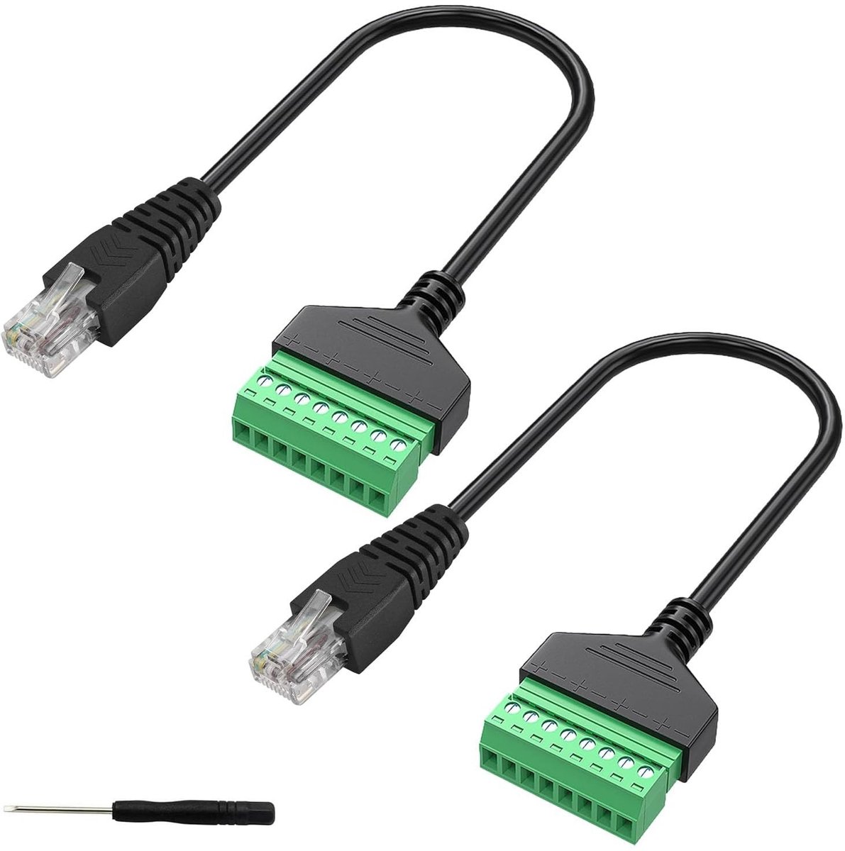 Dailygoody - RJ45 Ethernet Adapter met Schroefaansluiting 30cm - Cat5, Cat6 Extender voor CCTV en Netwerkapparatuur