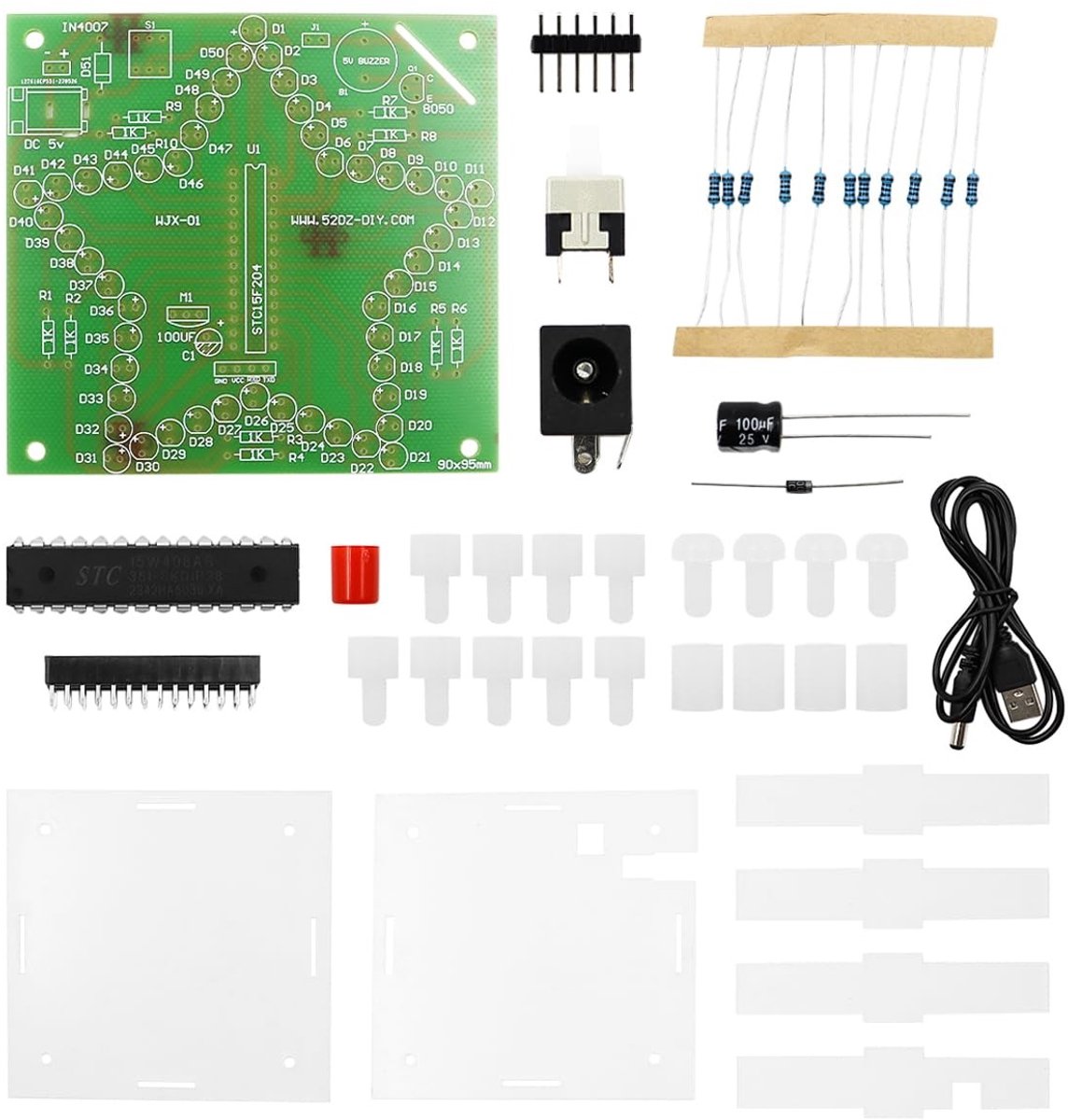 Dailygoody - Kleurrijk lichtpentagram - LED soldeerkit - DIY elektronica - Geschikt voor beginners - Creatief leren - Inclusief USB-kabel