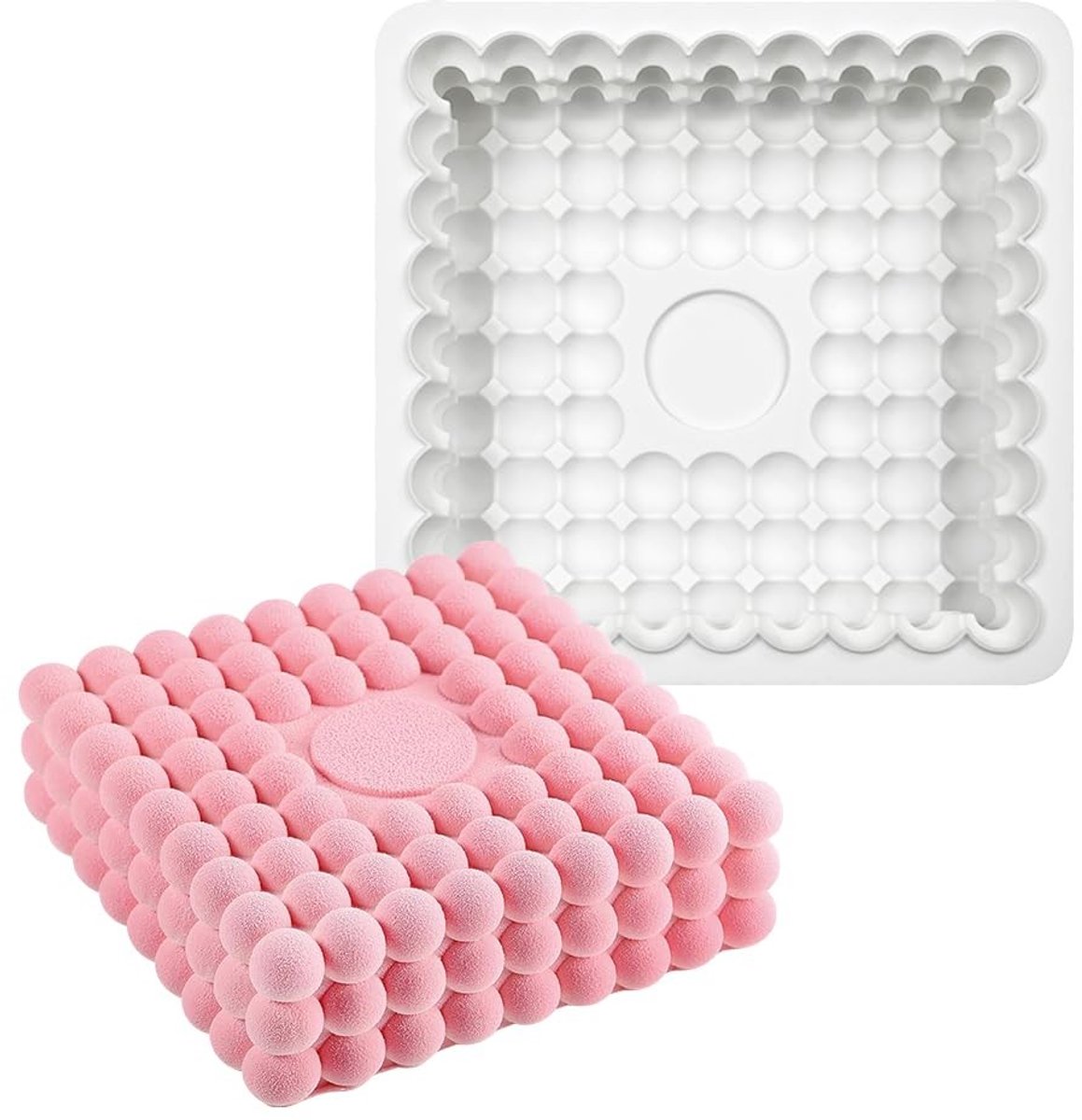 Dailygoody - Siliconen Franse Mousse Cake Mold - 3D Bakewerk - Vierkante Magische Bal - Chocolade en Zeep Mold - Ideaal voor Bakken - 20x20 cm