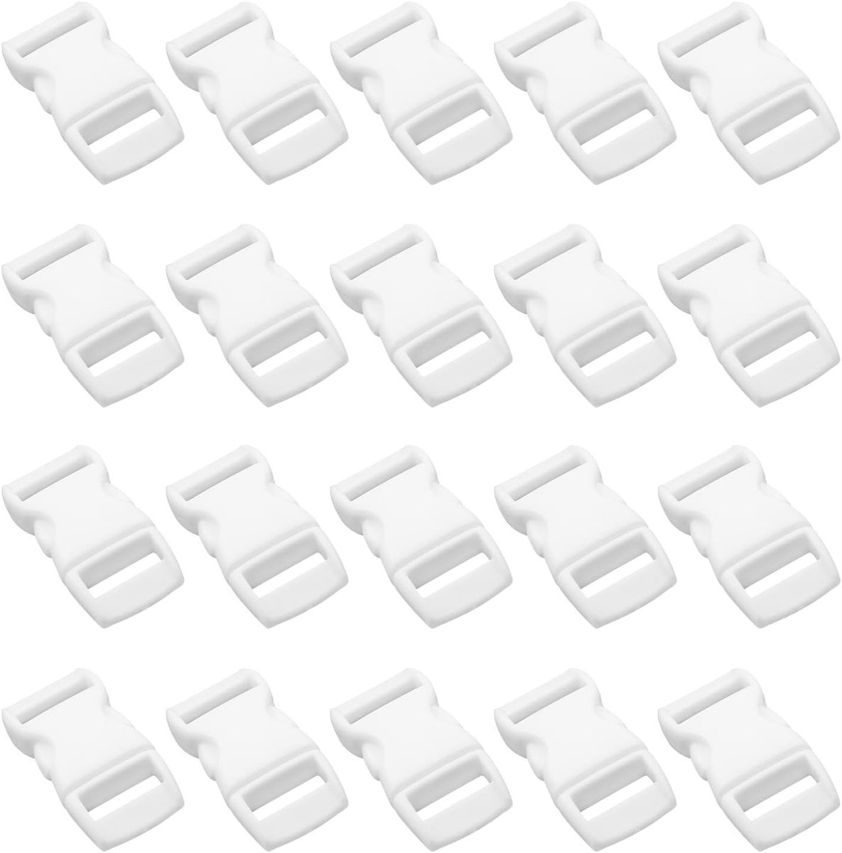Verstelbare Plastic Buckles met Snelle Ontgrendeling voor Rugzakbanden - 20 Stuks, 10mm, Wit en Zwart