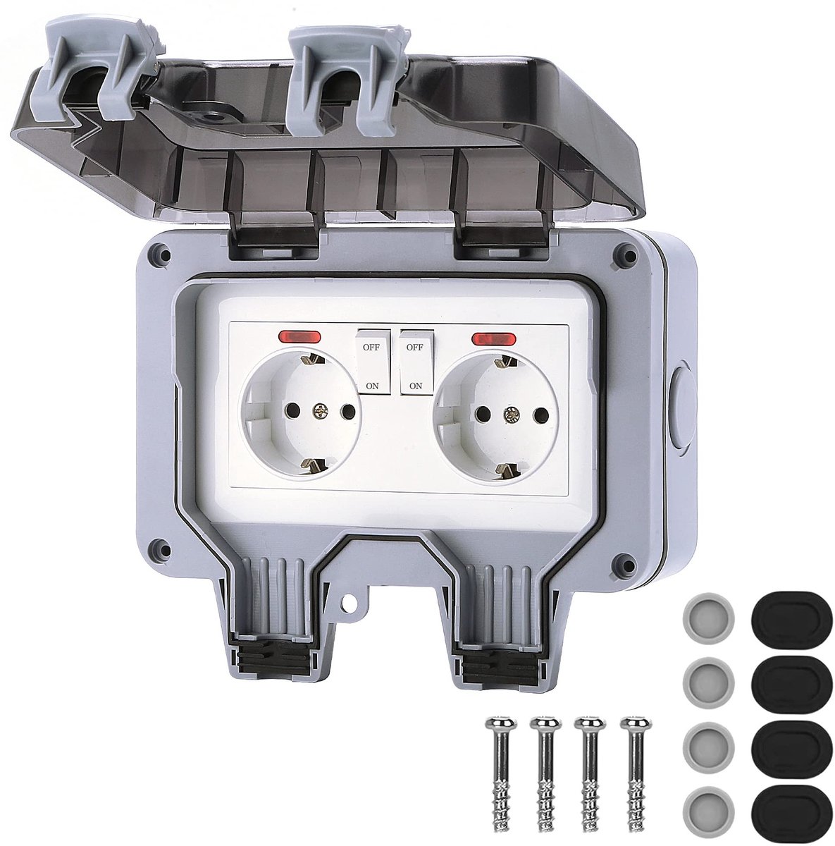 Dailygoods - Dailygoody - Buitenstopcontact - Waterdicht - IP66 - Inbouwstopcontact met Schakelaar - Geschikt voor Buitengebruik - Tuinen en Badkamers
