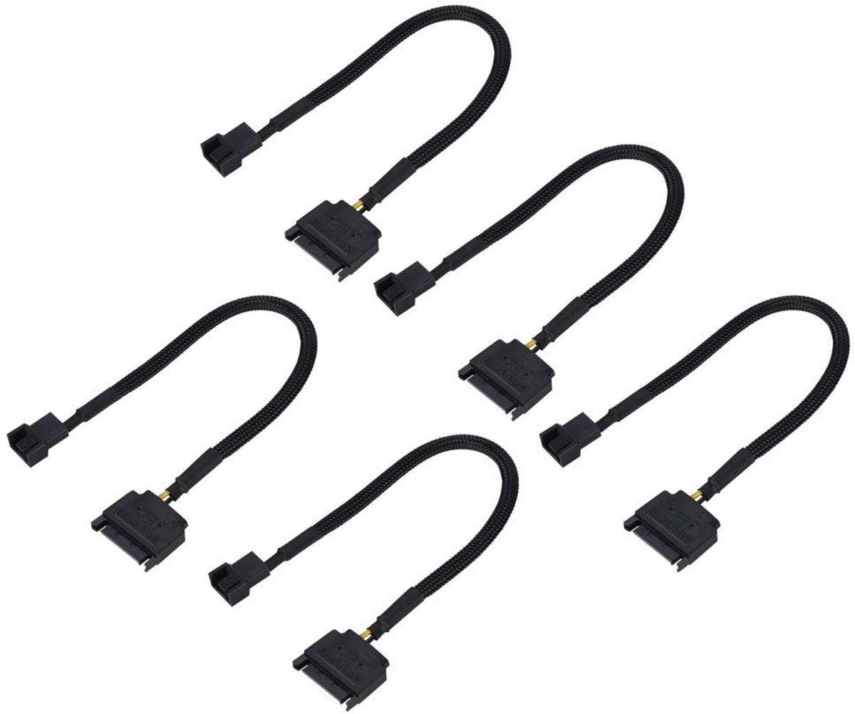 Dailygoods - Dailygoody - SATA-voedingsadapterkabel - 15Pin naar 4Pin - Ventilatorconverter - 22AWG-kabel - 5Pcs - Geschikt voor computerbouw en upgrades