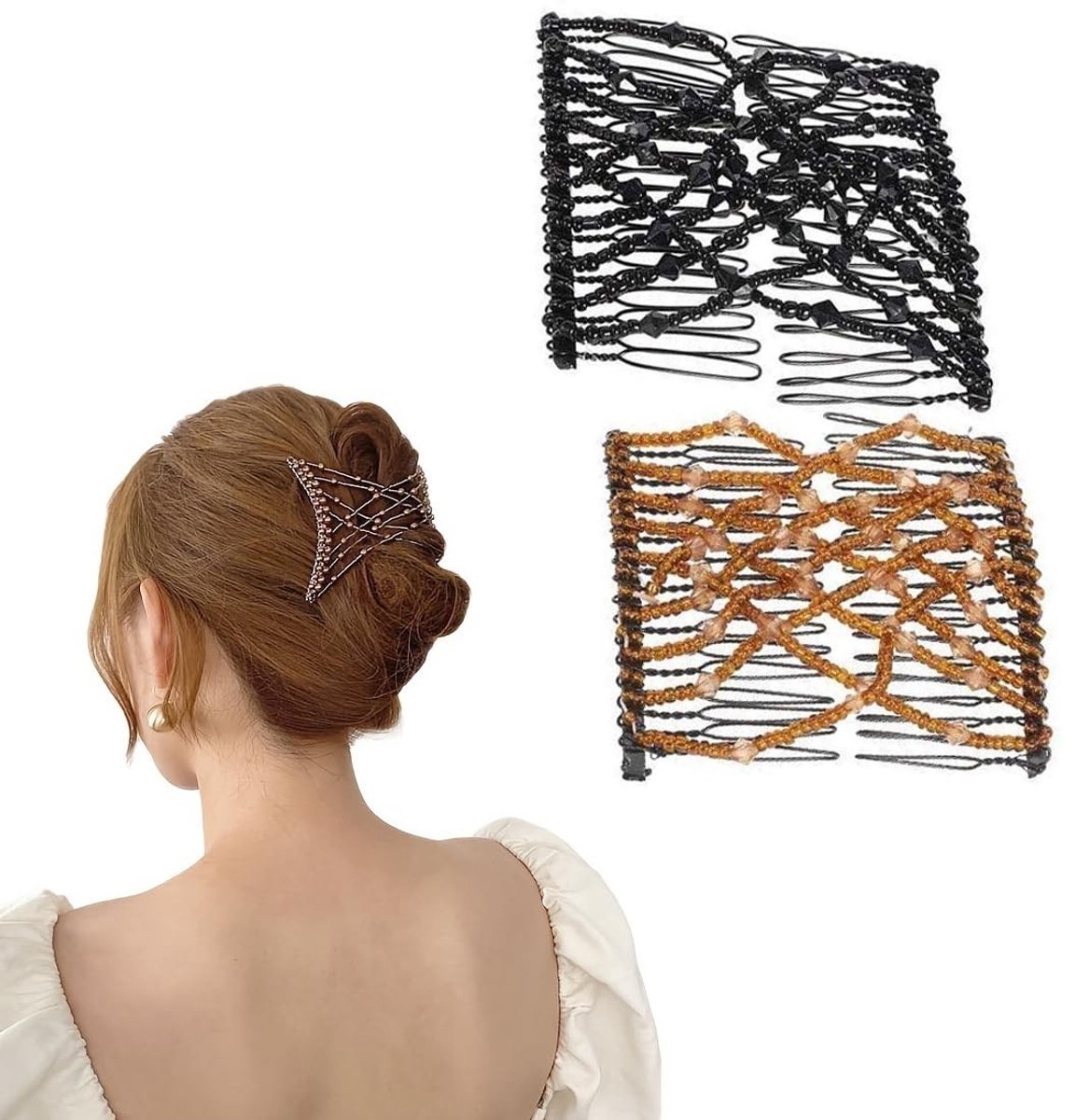 Dailygoods - Dailygoody - Magische haarkam - Elastische haarspelden - Praktische accessoires - 2 stuks - Modieuze haarkammen - Geschikt voor vrouwen - Pakketafmeti...