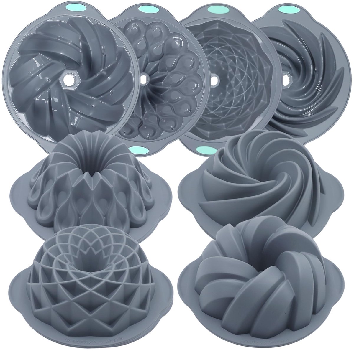 Dailygoods - Dailygoody - Silicone Cake Pannen - Bakvormen - Non-Stick - Grijs - Bakmallen - Geschikt voor taart en brood - 4 stuks