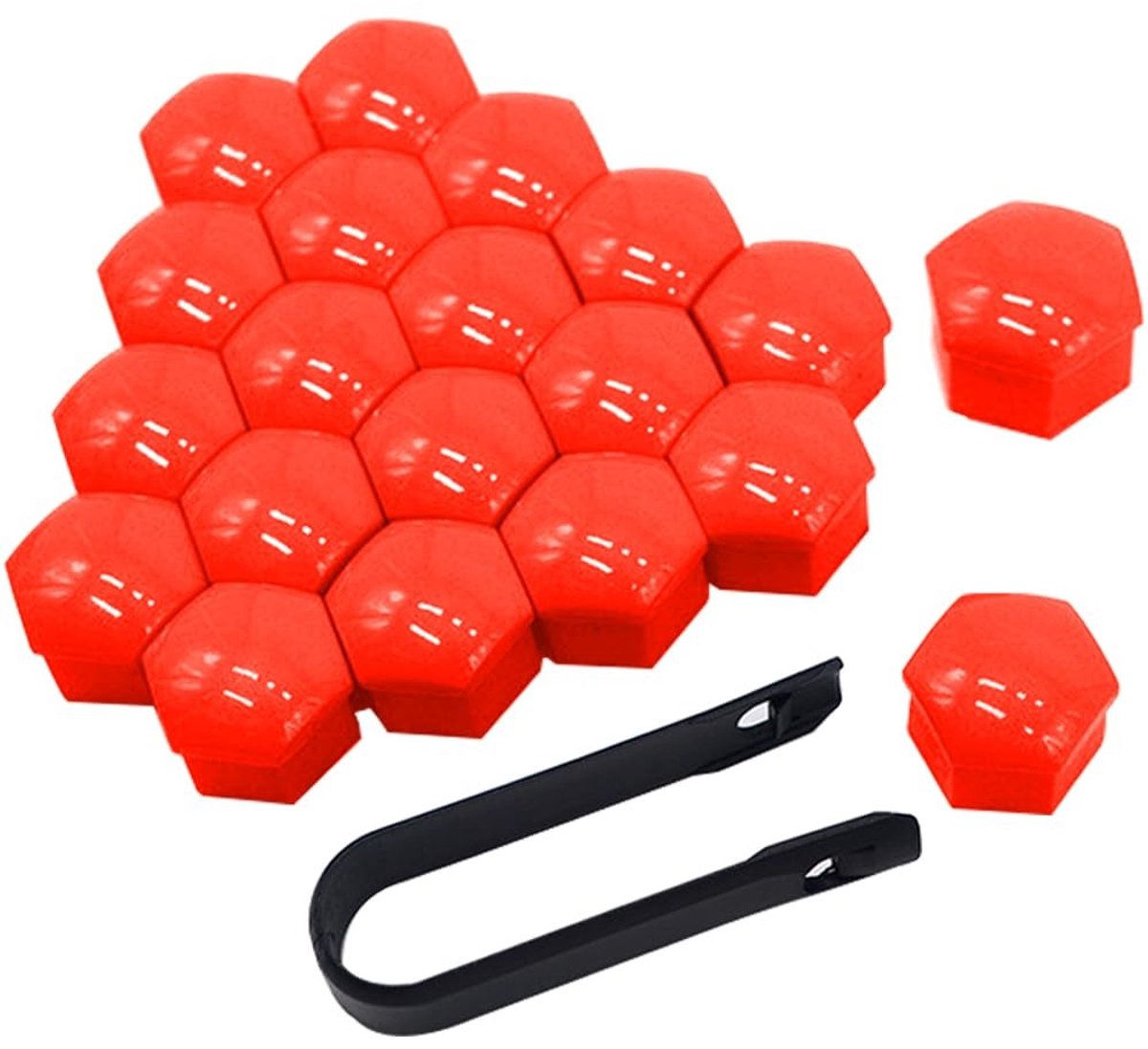 Dailygoods - Dailygoody - Car Wheel Nut Covers - Universele Wielmoerkappen - 20 Stuks Inclusief Verwijdertool - Rood - Voor Auto's - 21mm