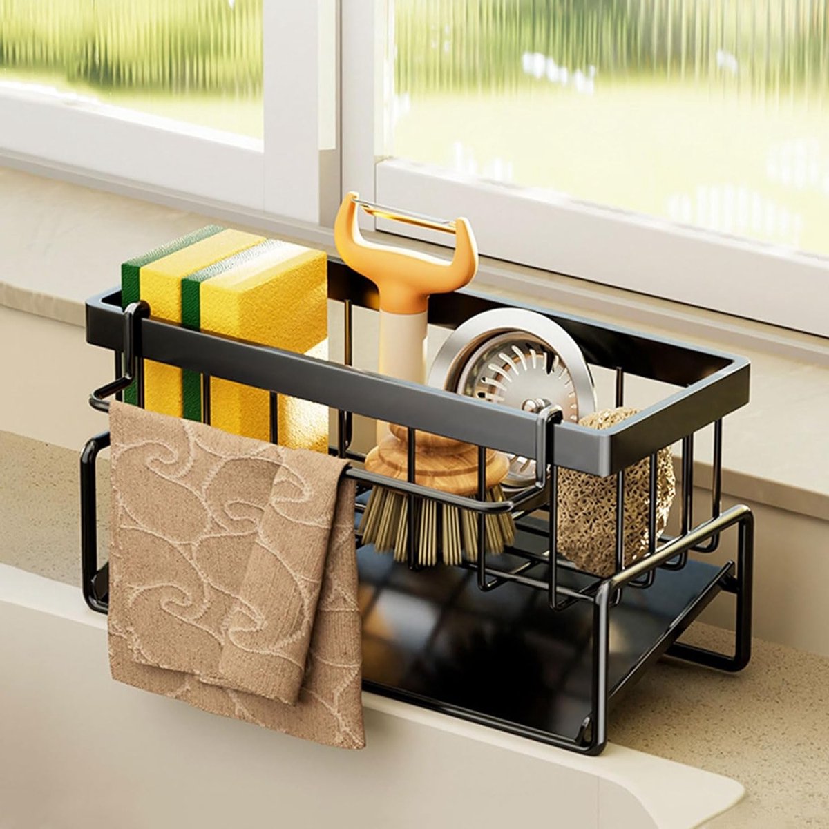Praktische Opbergoplossingen voor de Keuken en Badkamer, Zelfafvoerende Tray voor Afwasdoeken en Sponsen, Handige Organizer en Reiniger