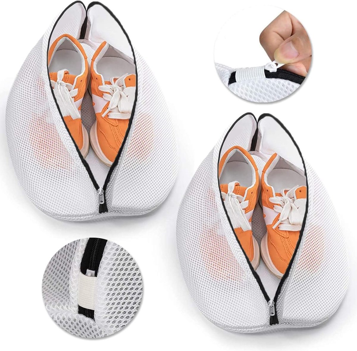 Wasnet voor Schoenen, 2 Stuks, Waszak met Rits voor Sneakers en Sokken, Ideaal voor de Wasmachine (38 x 21 x 23 cm)
