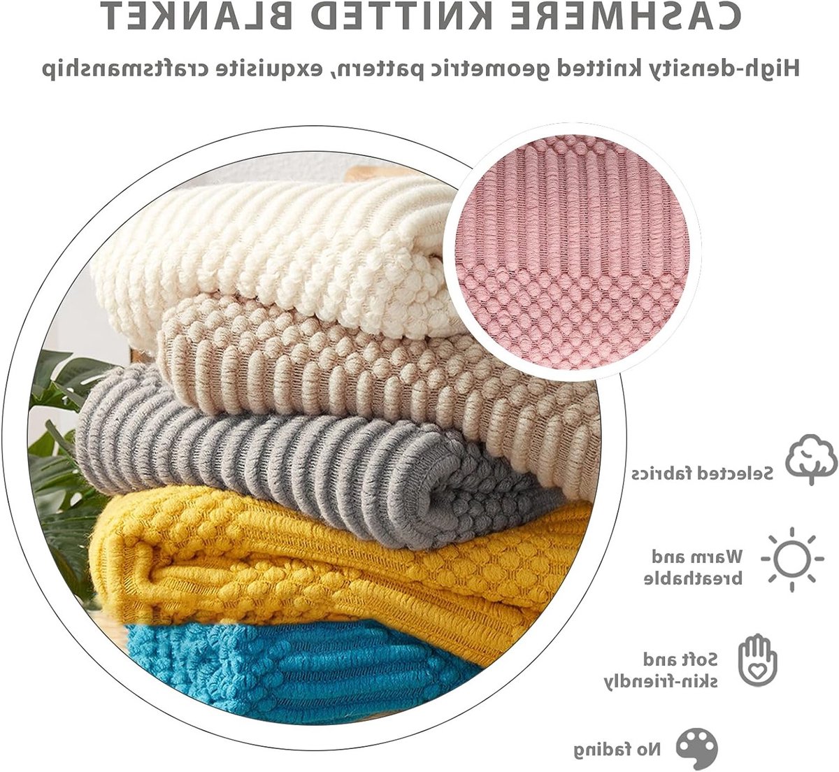 Gehaakte Deken met Kwasten in Effen Kleur en Bubbels, Scandinavische Warmte voor Sofa en Bed, 130 x 230 cm