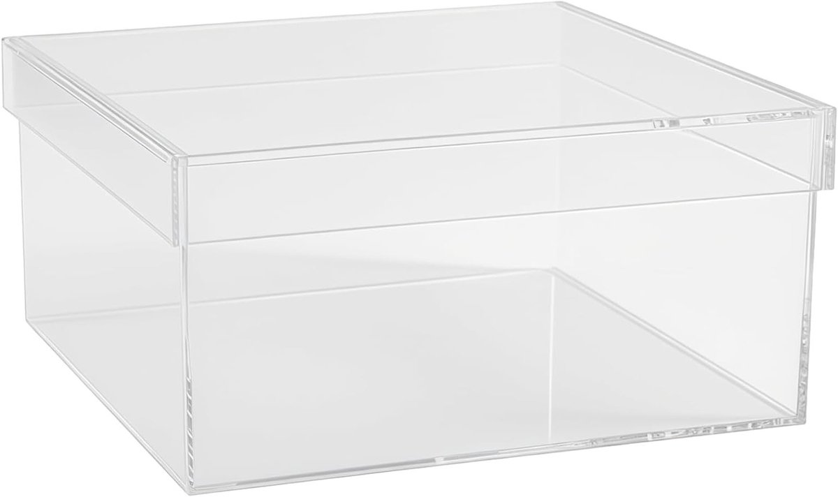 Transparante Opbergdoos en Presentatiekube, 20.5 x 20.5 x 10 cm, Stapelbaar, Stofdicht voor Knutselspullen, Sieraden en Make-up, Acryl Box met Deksel