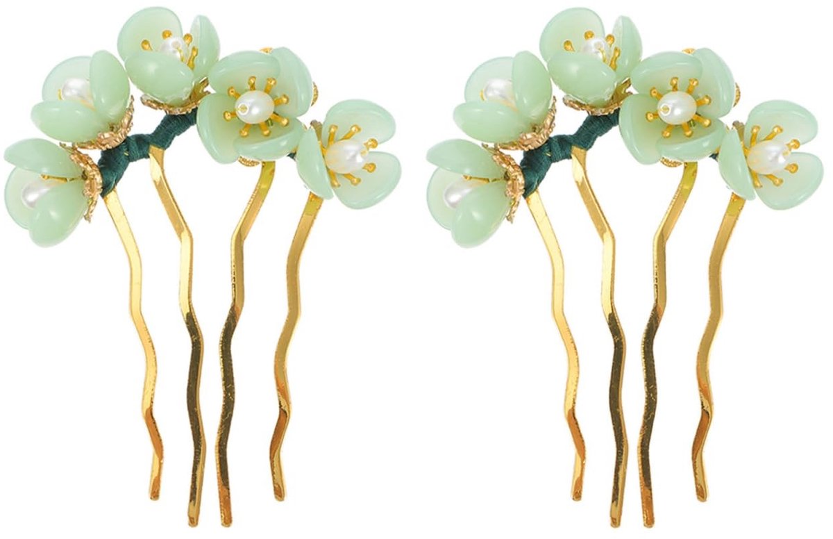Dailygoods - Dailygoody - Jade haarspeld - Elegante haaraccessoire - Veelzijdig inzetbaar - Bloemenpatroon - Perfect voor bruiloft en cosplay - Chinese design