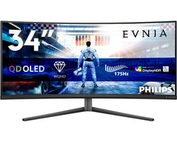 Philips Evnia 34M2C6500 - Ultrawide QD-QHD Curved Gaming Monitor - 1800R - Ambiglow - HDR400 - 10bit - 175hz - 34 inch