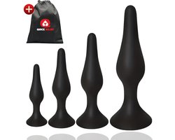 Quick Relief Silicon Plugs™ - Buttplugs - Fluweelzachte Siliconen Set van 4 Buttplugs - Anale Plug - Sex Toys - Buttplug - Mannen & Vrouwen - Siliconen - Zwart