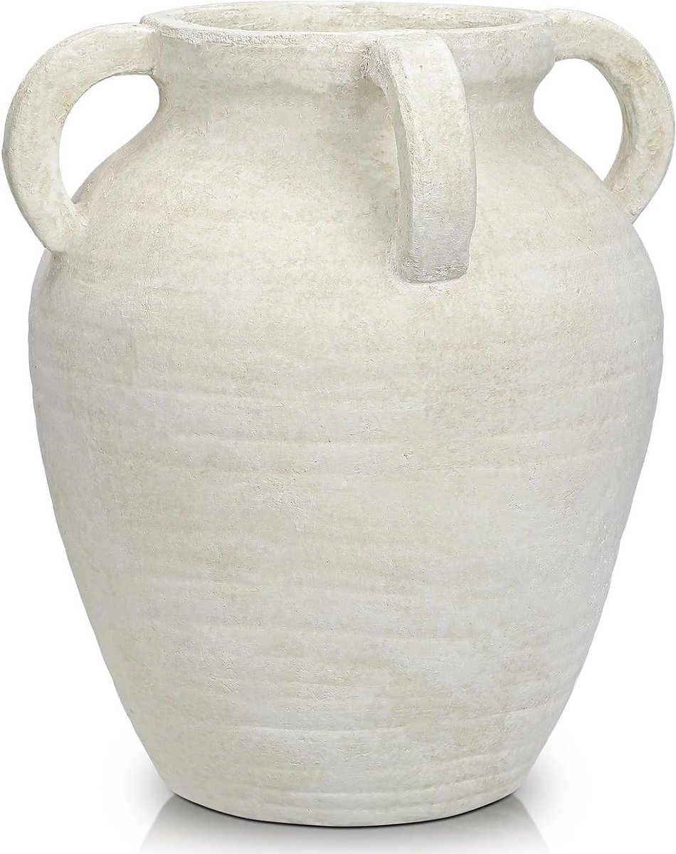 Handgemaakte Vintage Terracotta Vaasje van 30 cm, Decoratieve Tafelvaas voor Woonkamer en Thuiswerkplek, Ideaal voor Pampasgras en Antieke Decoratie, Romantische Interieuraccessoires