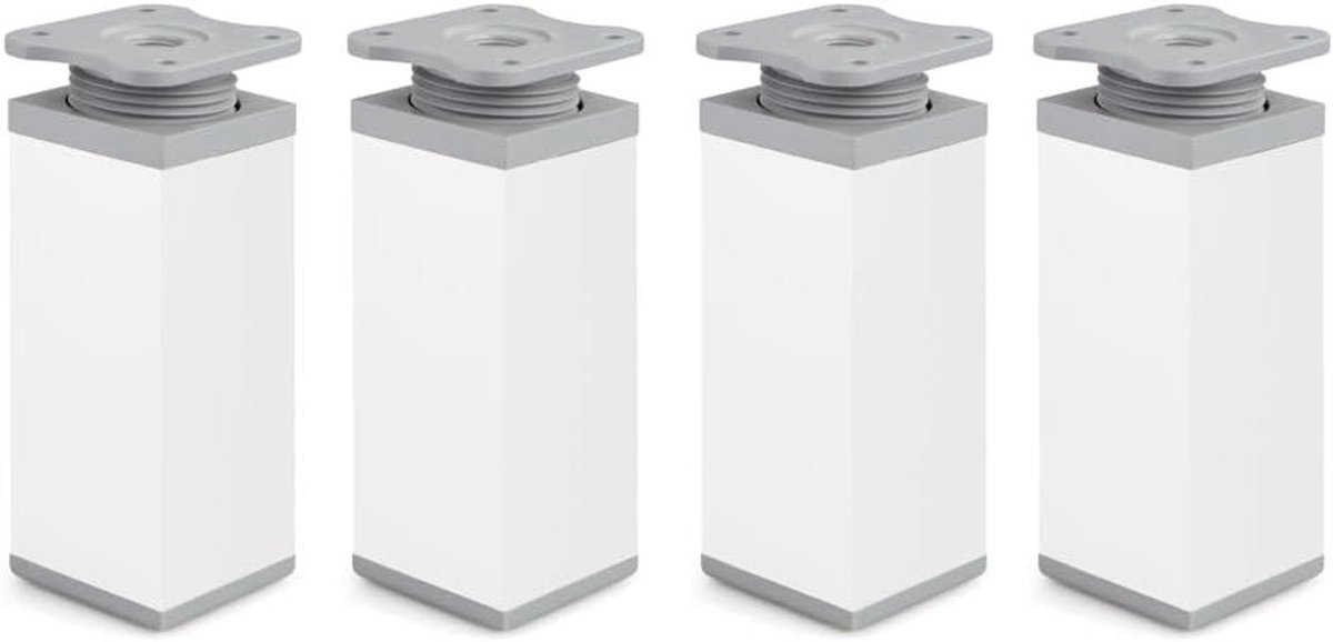 Meubelpoten Set - Verstelbare Poten - Meubels Verhogen - Vloerbescherming Onderkant - Hoogte 100mm - Wit As