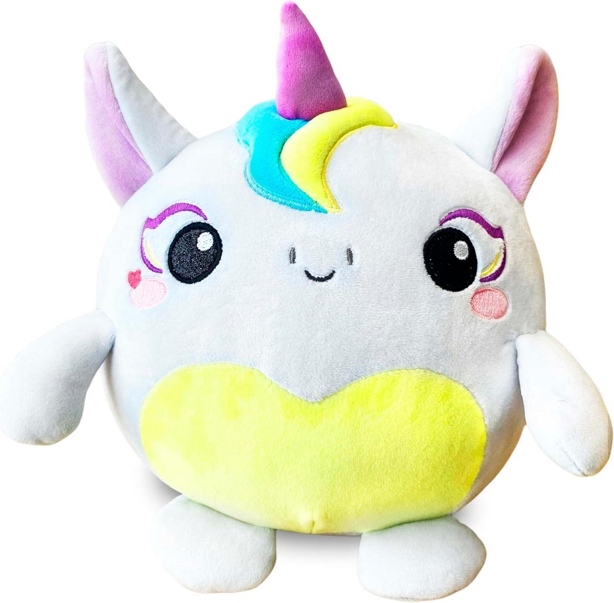 Pluche pop - Knuffel dier - Spelen en knuffelen - Geborduurde details - 19 cm - Wit