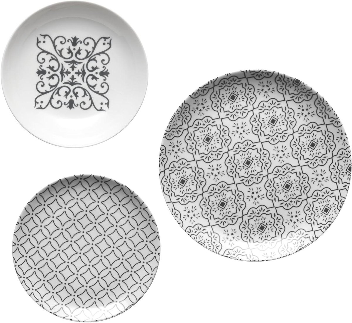 Tafelset - Dinerset - Elegante maaltijden - Siciliaans keramiek - 6-delig - Hemelsgrijs
