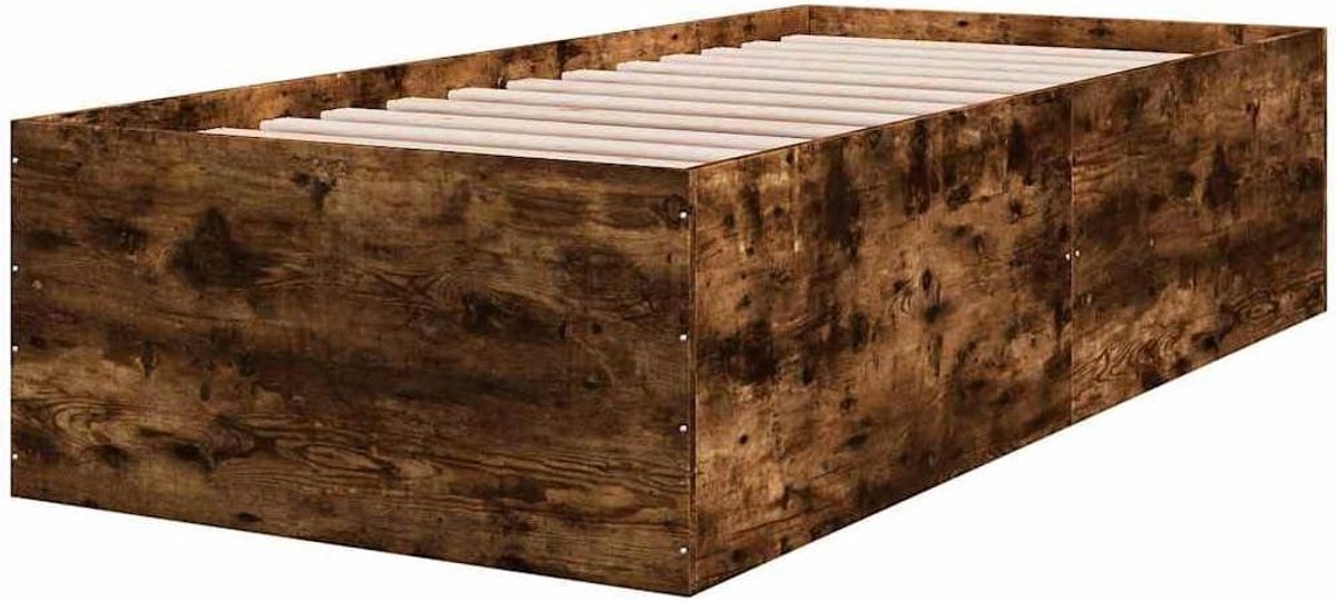 Bedframe Hout - Eenpersoonsbed Frame - Goede Nachtrust - Glad Oppervlak - 90x190 cm - Gerookt Eiken