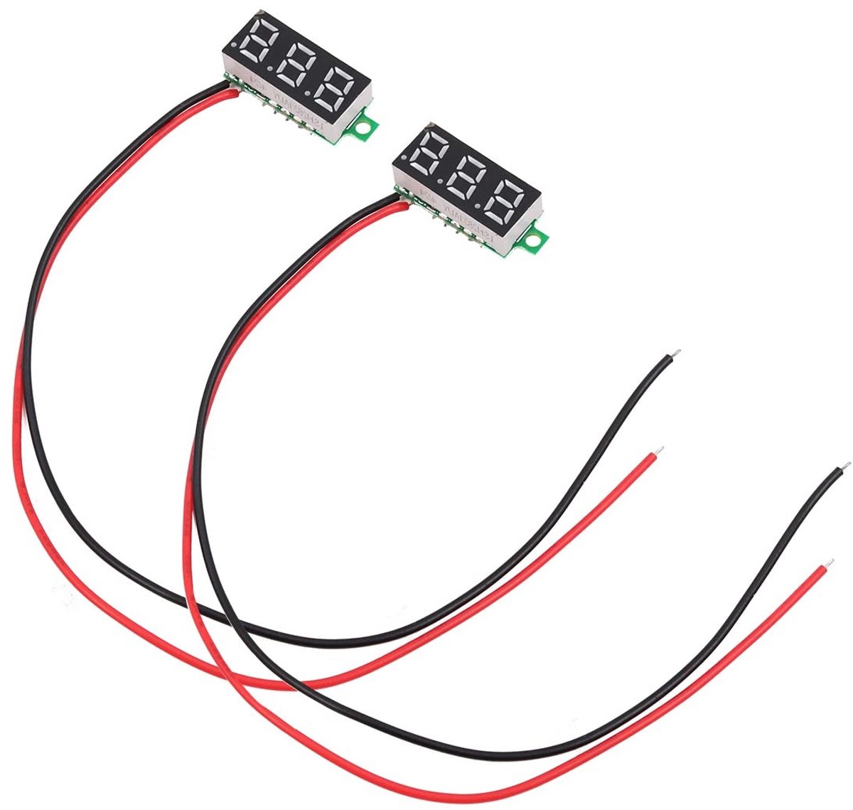 SPHProducts - mini digitale voltmeter - 2 stuks - 0,28 inch LED-display - geel - spanning meten - geschikt voor accu's - ideaal voor motoren en auto's
