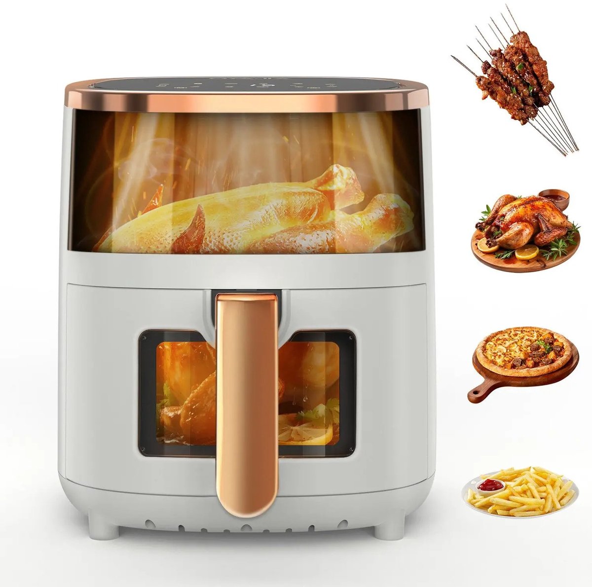 Seth Select Multifunctionele Airfryer 6L – 1800W Luchtfriteuse met Kijkvenster – Digitaal & Timerfunctie - Wit