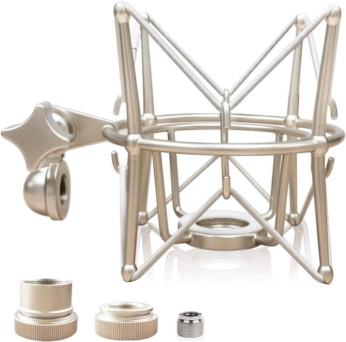 Microfoon Houder - Spider Mount - Opnemen Zonder Ruis - Anti Vibratie Systeem - 15.5 cm Max Hoogte - Zilver