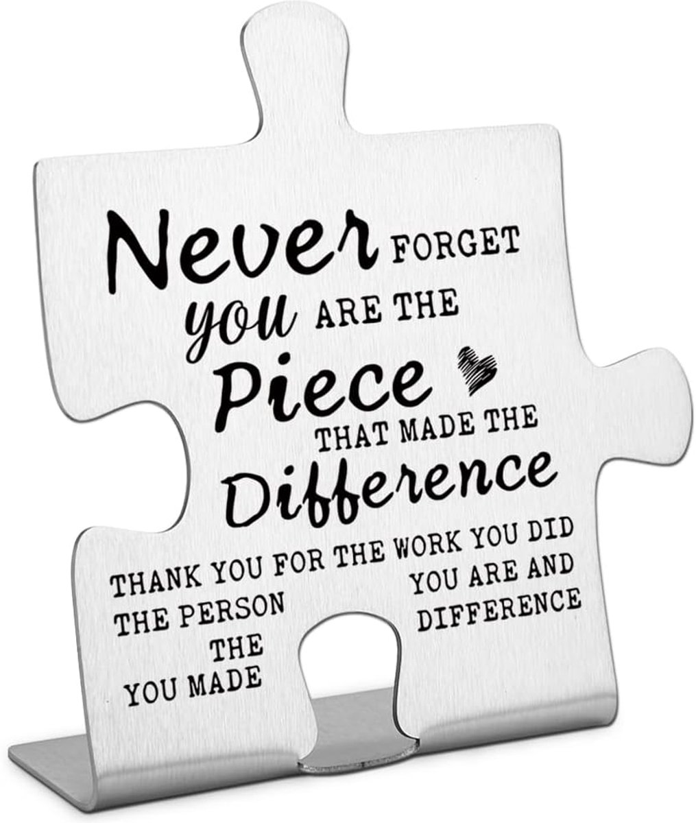 OLOEY Bedankt voor het geschenk van dank aan een mentor-een leraar, een verpleegkundige- een geschenk van Going Away voor een pensioengeschenk aan een collega-baas- Never forget you are the Piece that Made the Difference- Grappige bureau decoratie