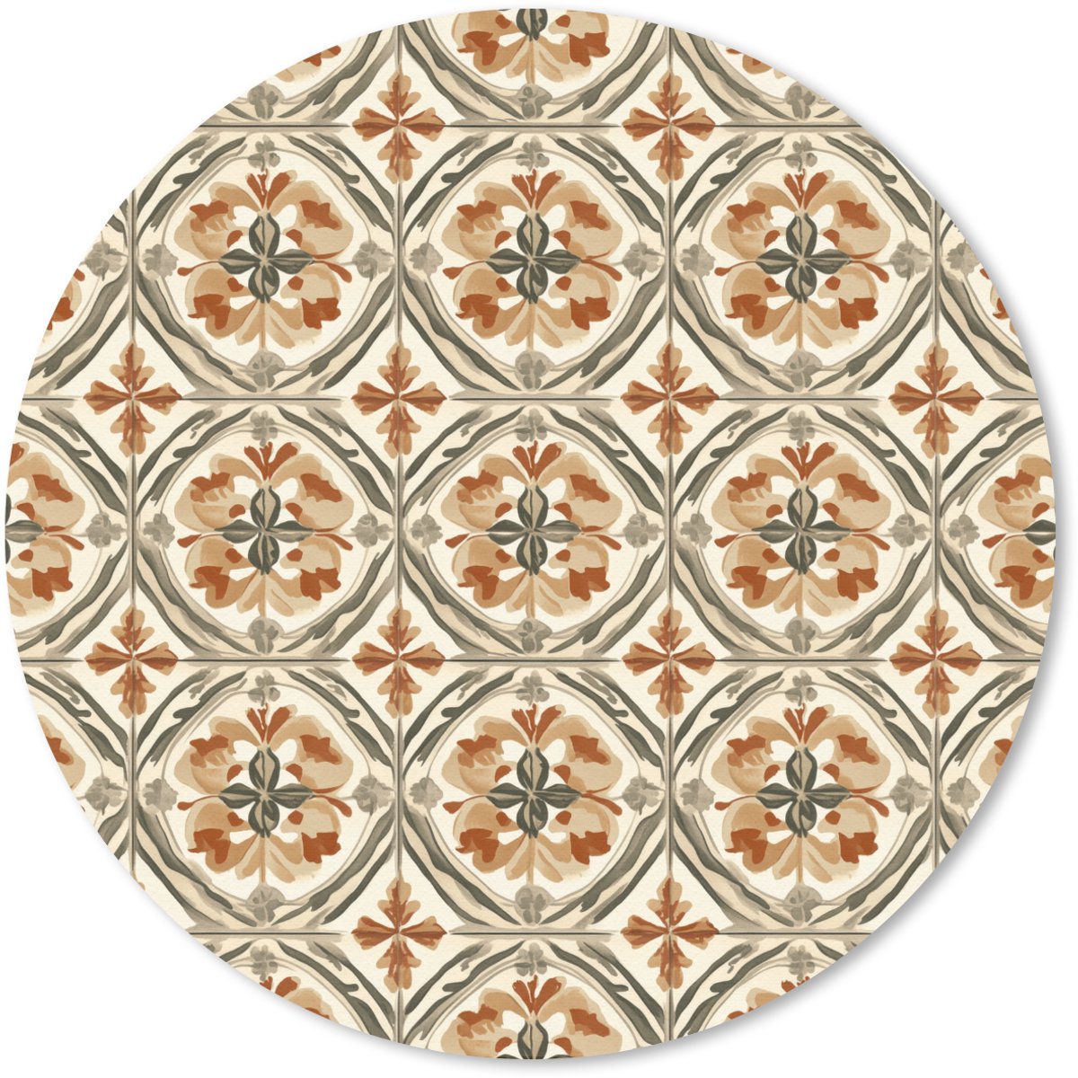 Muismat rond 40x40 cm - Mousepad Elegant - Antiek - Kleurrijk - Ronde muismatten