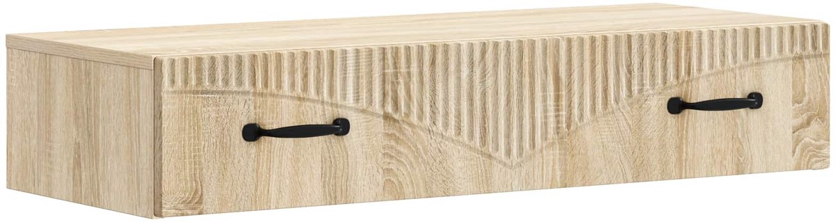 vidaXL Wandgemonteerde - Zijtafel - 87,5 - x - 34,5 - x - 17 - cm - Bewerkt - hout Sonoma eiken