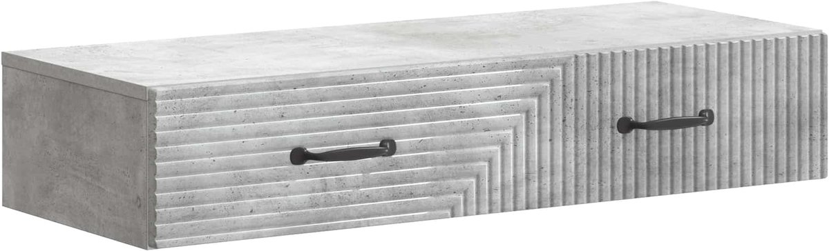 vidaXL Wandgemonteerde - Zijtafel - 87,5 - x - 34,5 - x - 17 - cm - Bewerkt - hout Betongrijs