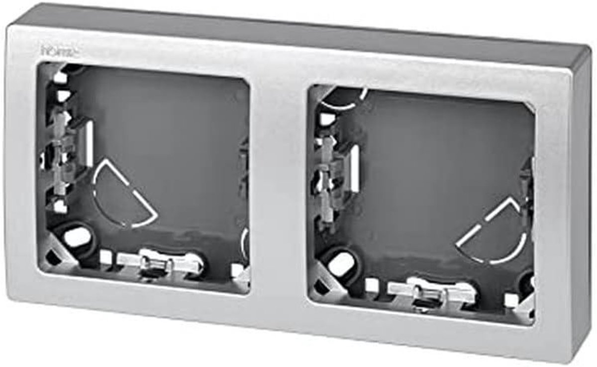 Frame 2 elementen - Wandplaat - Schakelaar Installeren - Oppervlakte Montage - 75 x 146 mm - Aluminium