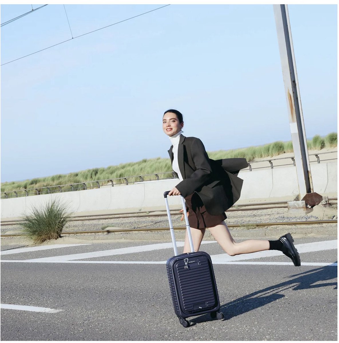 Hedgren trolley met laptopvak Raku Yuno 22" / 55 cm Spinner + Front Pocket Pussywillow Grey Lichtgrijs