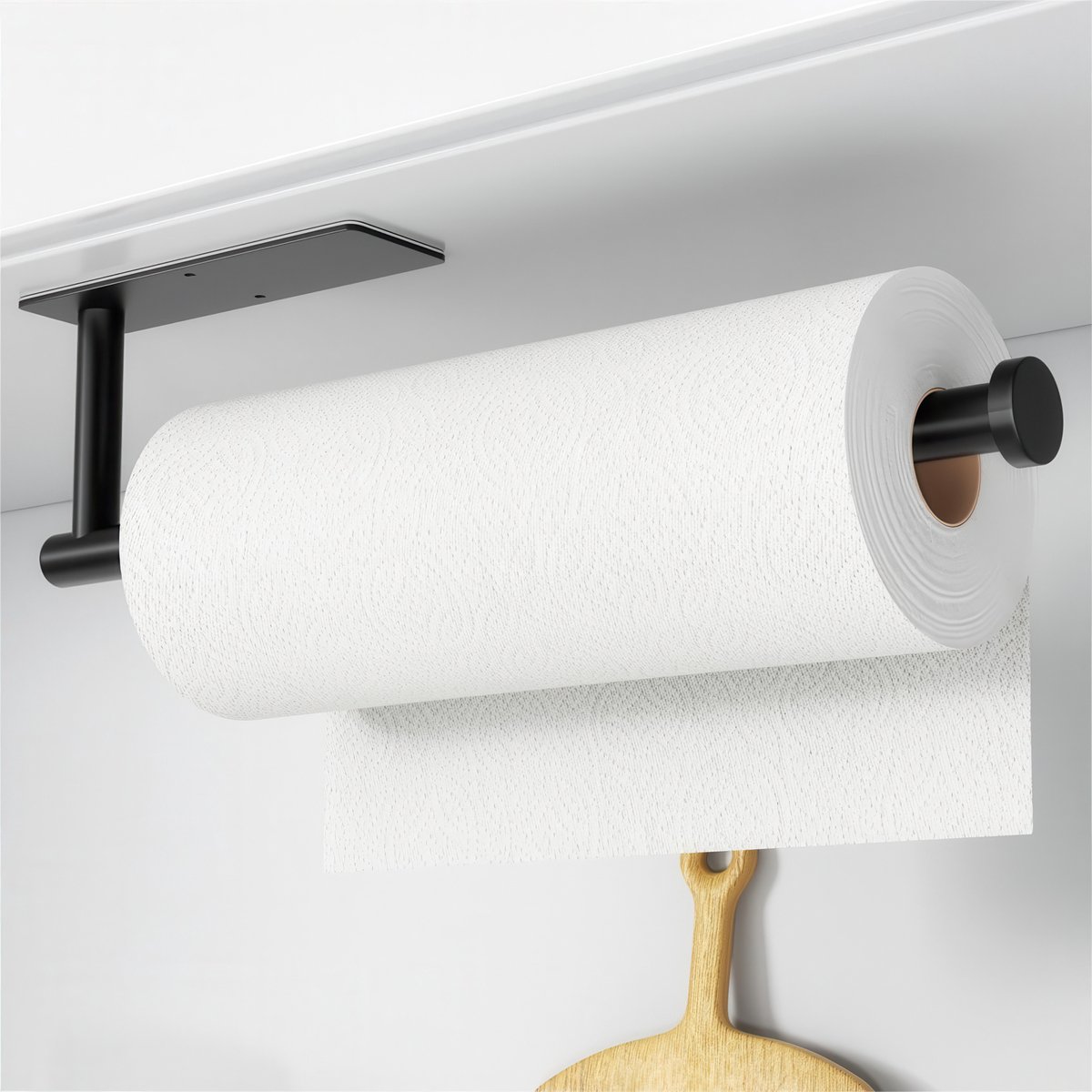 YONO Keukenrolhouder Hangend - Zelfklevend - RVS Rollenhouder - Zwart