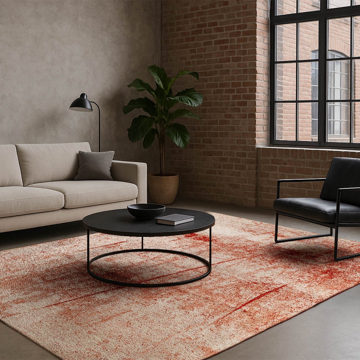 Binnen & Buiten Vloerkleed - 240 x 340 cm - Lola&Moi Dorsoduro Red Ochre - Laagpolig Tapijt - Gerecycled PET - Made in Belgium - Circulair