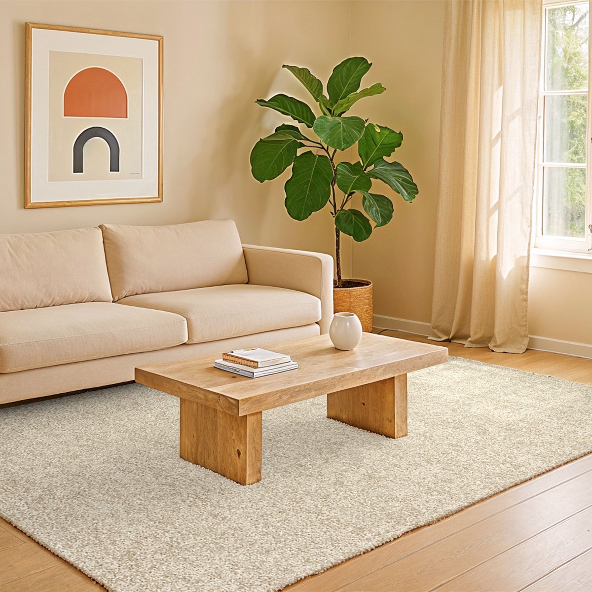 Binnen & Buiten Vloerkleed - 200 x 280 cm - Lola&Moi Mist Solar Cream - Laagpolig Tapijt - Gerecycled PET - Made in Belgium - Circulair