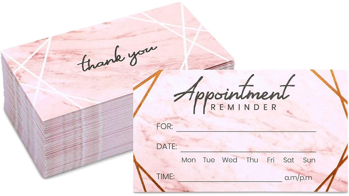 Store_7 - Afspraak Herinneringskaarten - Marmeren Ontwerp - Stijlvol en Organiserend - Rose Gold Folie - Perfect voor Professionals - 100 Stuks
