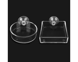 Aquarium Voerkom - 2pcs Voerkom voor Vissen en Garnalen - Acrylaat Doorzichtig Garnalenvoeder Tank met Zuignap voor Reptielen en Tropische Vissen