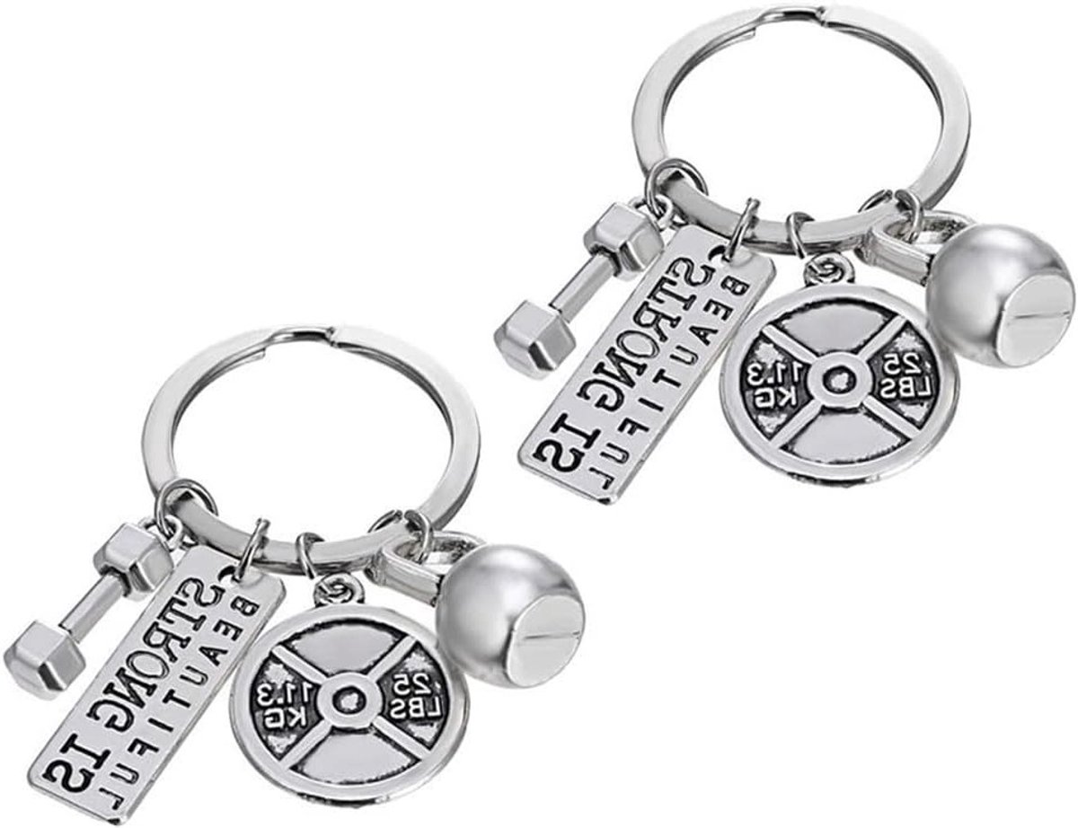 Fitness Sleutelhanger Set - Dumbbell en Mini Kettlebell Sleutelhangers voor Sportliefhebbers, Cadeau voor Mannen en Vrienden - Perfecte Verjaardag en Sport Souvenir