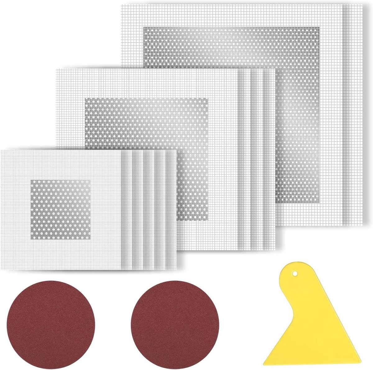 Complete set van 15 stuks voor het repareren van gipsplaten, inclusief patch, schraper en schuurpapier voor gaten van 4/6/8 inch, ideaal voor wandherstel en afwerking