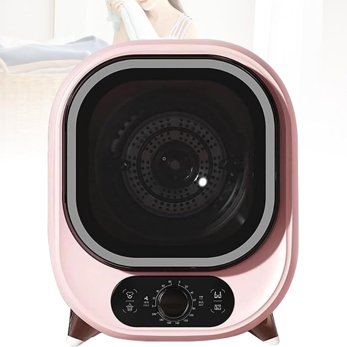 Elektrische Wasdroger Mini Trommeldroger Snelle Kledingdroging Compact Ontwerp 0.8kg Capaciteit Roze