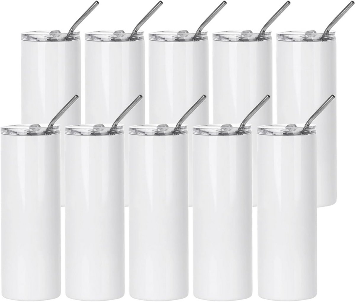 20 oz sublimatie tumbler beker met deksel en metalen rietje - 600 ml dubbelwandige roestvrijstalen beker - geschikt voor sublimatie - geschikt voor warme en koude dranken - perfect voor aangepaste ontwerpen en persoonlijke geschenken