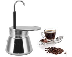 Roestvrij Stalen Mokakat voor Espressokoffie - Effen Enkele Uitloop, Groot Formaat, Lichtgewicht Draagbaar, Ideaal voor Kamperen en Buiten