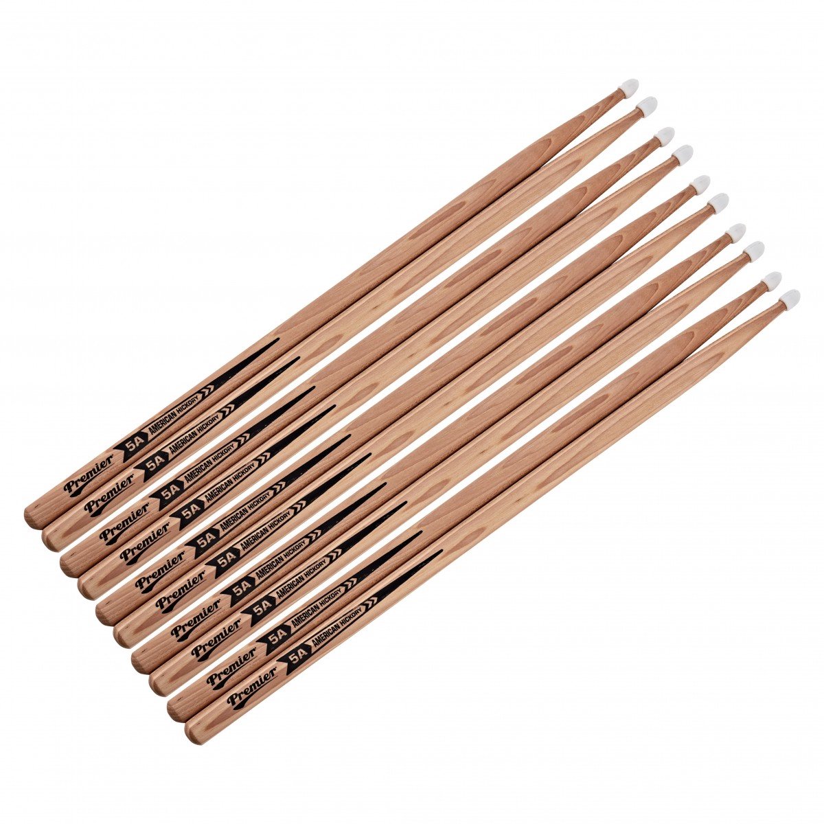 Premier 5A Drumstokken, Amerikaans Hickory, Nylon Tip, 5 Paar