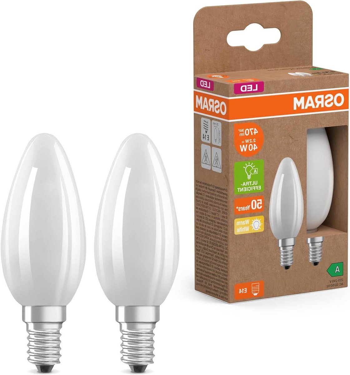 LED Kaarslamp - Klassieke Lamp - Decoratieve Verlichting - Lange Levensduur - 35mm Diamete