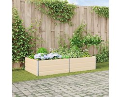 Plantenbak Staal - Gegalvaniseerde Bak - Terras Tuin Buiten - Industriële Stijl - 195x100x45 cm - Ivoor