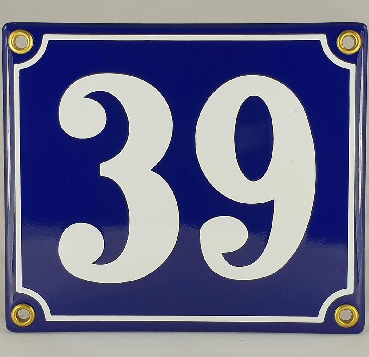 Huisnummer Bord - Adresplaatje Nummer - Huis Herkenning - Duurzaam Kunststof - Nummer 39 - Blauw Wit