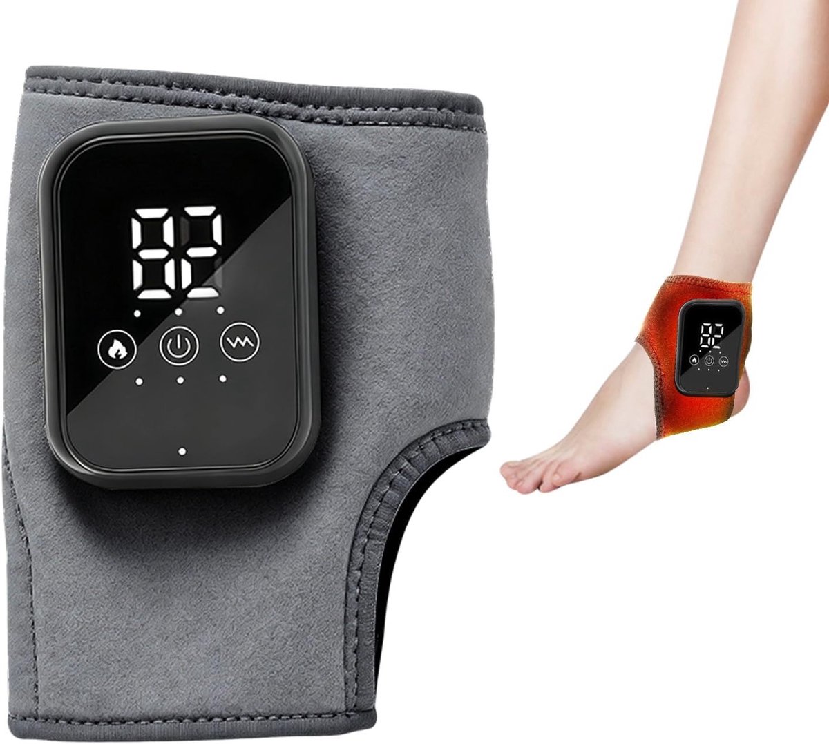 Voetmassager Draadloos - Enkelmassage Apparaat - Ontspanning Spieren - 3-in-1 Combinatie - 37.5 x 9 cm - Grijs