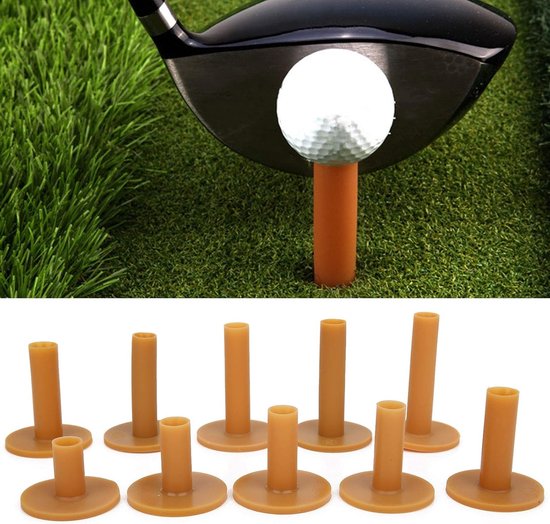 Set van 10 duurzame rubberen golf tees met brede basis voor optimale stabiliteit en grip tijdens het golfen — afbeelding 2