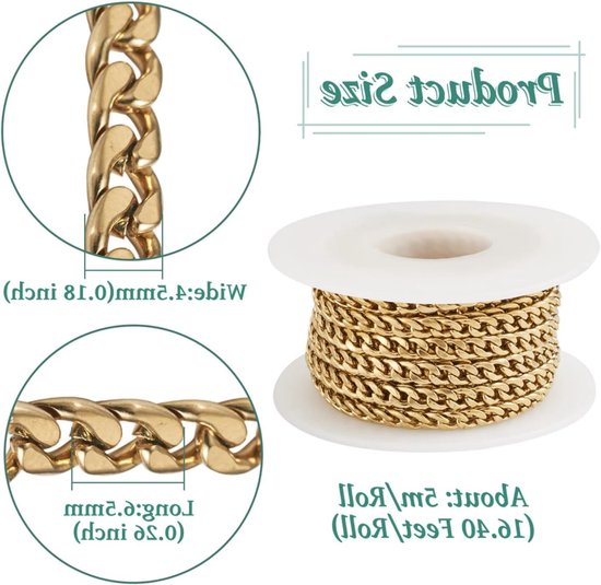 Curb Chain Link Spoel voor Creatieve Projecten, DIY Sieraden en Handwerkaccessoires — afbeelding 2