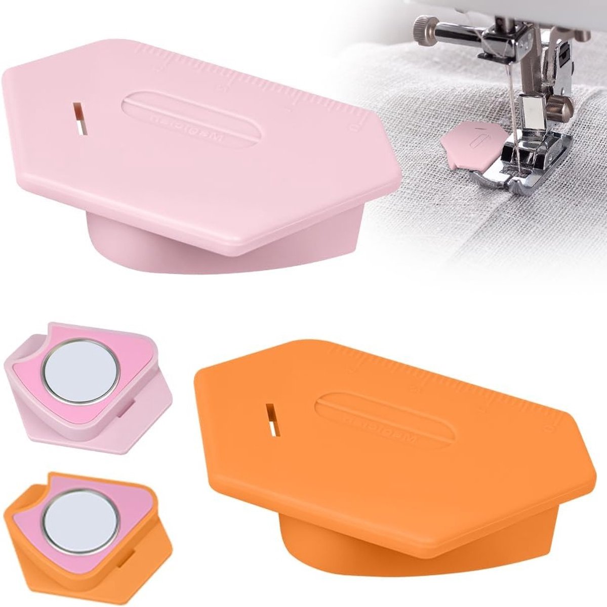 Magnetische Naadgeleider voor Naaimachine - 2 Stuks Multifunctionele Naadgeleider voor Rechte en Bochtige Stiksel - Accessoires voor de Meeste Naaimachines